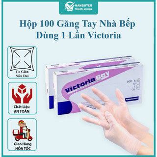 Hộp 100 Găng Tay Dùng 1 Lần Victoria – Găng Tay Nhà Bếp TPE Siêu Dày, Đa Năng, Chống Dầu Mỡ