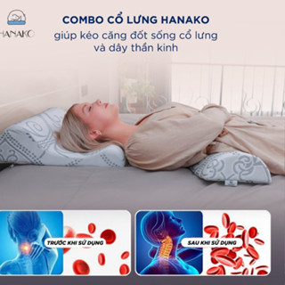 Bộ Đôi Gối Thoái Hóa Đốt Sống Cổ Và Gối Kê Lưng Thoát Vị Đĩa Đệm HANAKO | Bảo Hành 12 Tháng