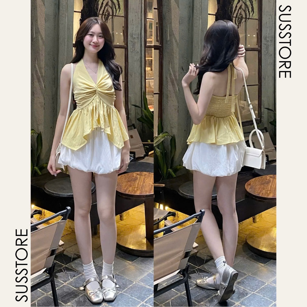 Áo Yếm Xoắn Ngực Xẻ Tà Nữ Tính A3126 Su Chang Thời Trang Nữ | BigBuy360 - bigbuy360.vn