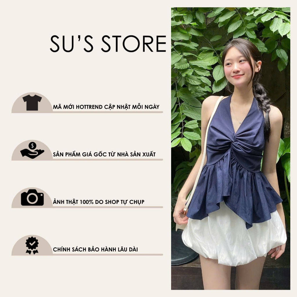 Áo Yếm Xoắn Ngực Xẻ Tà Nữ Tính A3126 Su Chang Thời Trang Nữ | BigBuy360 - bigbuy360.vn