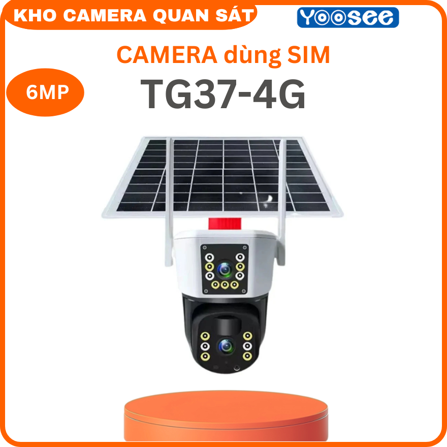 Camera Yoosee Ngoài trời dùng sim 4G 2 mắt năng lượng mặt trời TG37 dùng sim 4G Tích hợp mic loa-Kho