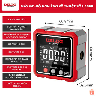  Thước Đo Góc Laser Kỹ Thuật Số Delixi Máy Đo Góc Điện Tử Có Nam Châm,đo thủy chuẩn 