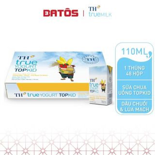 Thùng Sữa Chua Uống Tiệt Trùng TH true YOGURT TOPKID milk Hương Dâu-Chuối-Lúa Mạch 110ml (48 Hộp)