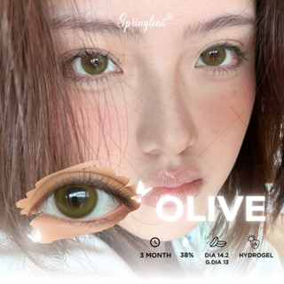 Lens mắt 3 tháng có lệch độ Olive Brown nâu rêu xanh trong | Kính áp tròng Springlens