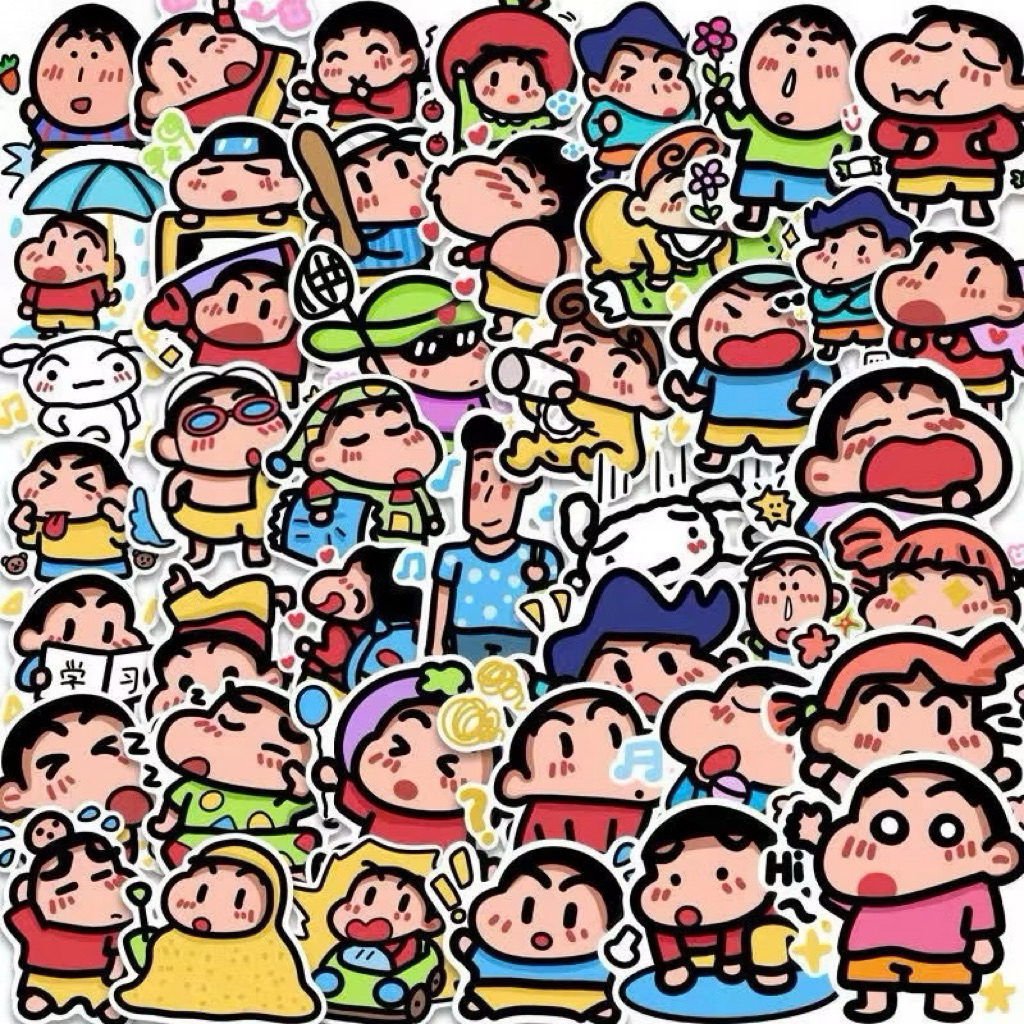 Set 60 Sticker Shin – Cậu Bé Bút Chì Siêu Hài Hước – Dán Vở, Điện Thoại, Bình Nước, Laptop