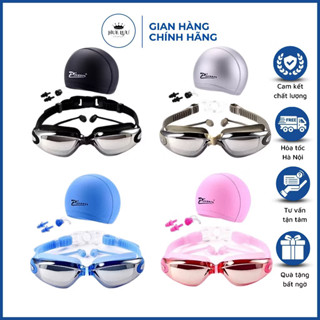 Kính Bơi Tráng Gương Chống UV Cho Người Lớn Nam Nữ Cho Bé Trẻ Em Chống Nước, Chống Mờ Kèm Bịt Tai Tặng Hộp
