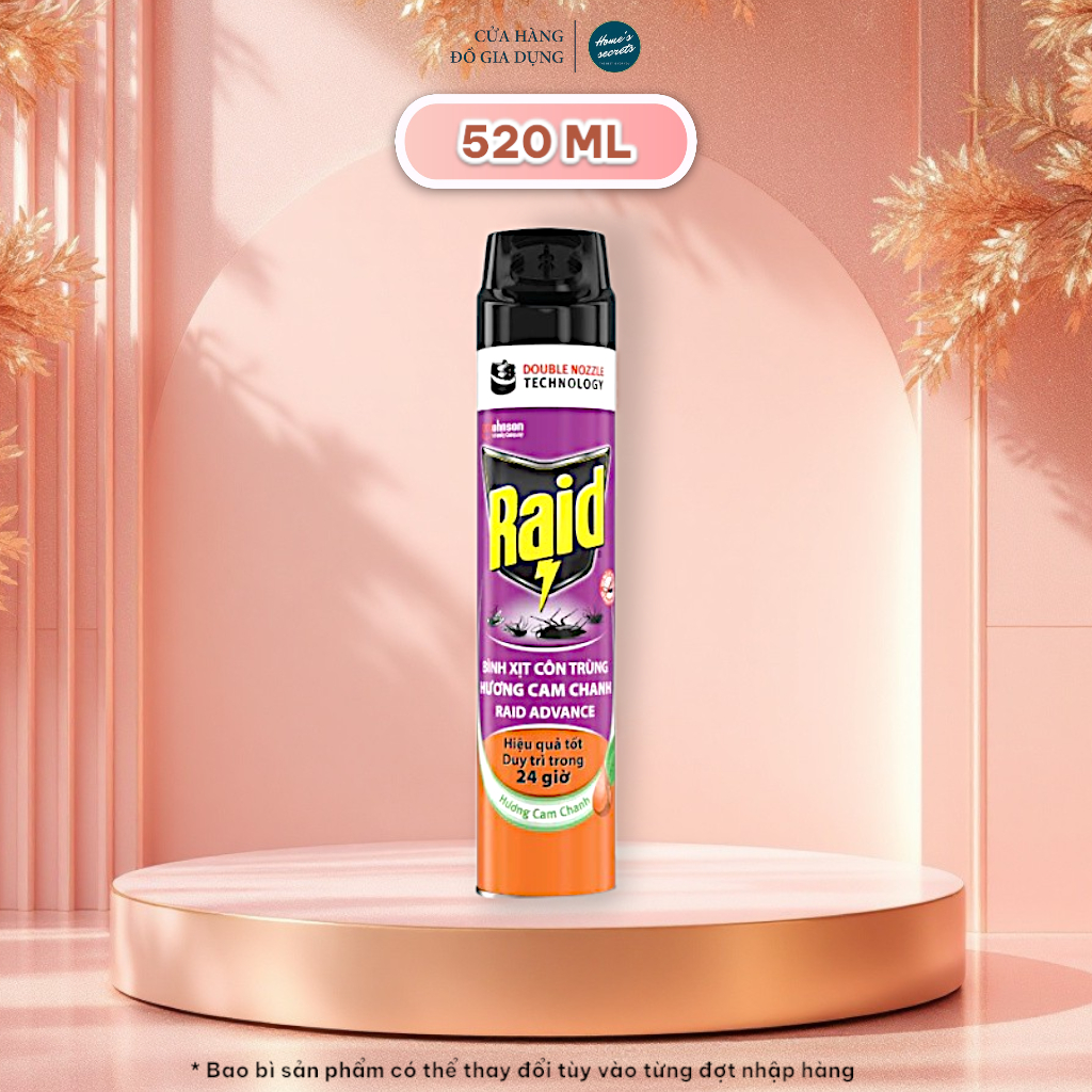 RAID xịt muỗi & côn trùng 520ml | hương Cam Chanh