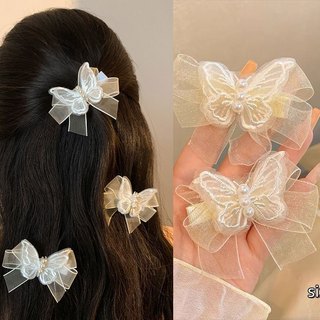  🌈Patrackiy✨Kẹp Tóc Lưới Hình Bướm Đính Ngọc Trai Phong Cách Hàn Quốc kẹp tóc bướm 