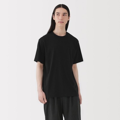 MUJI Áo Thun Nam Vải Jersey Cổ Tròn Tay Ngắn