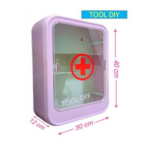 Tủ thuốc gia đình treo tường bằng nhựa - Màu Hồng
