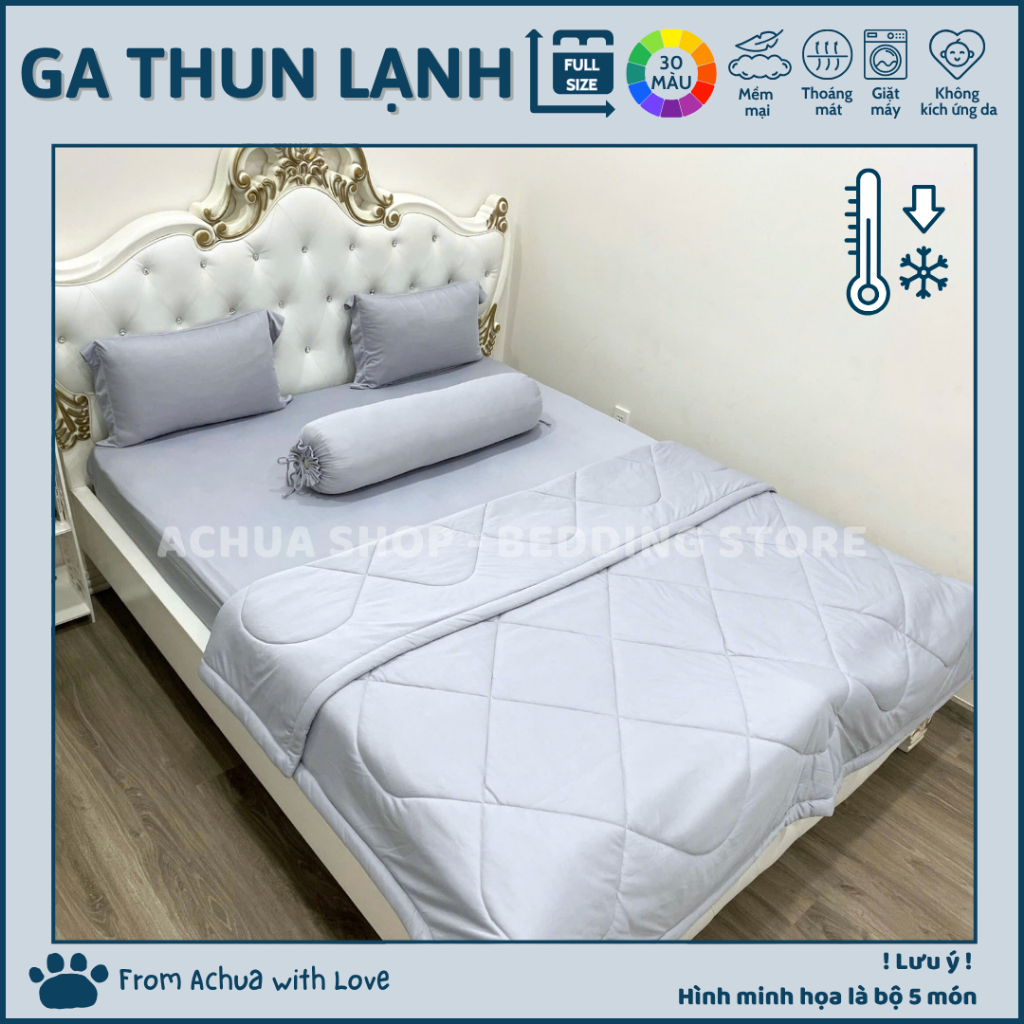 XÁM BẠC | Ga Hè Thun Lạnh GA LẺ Bộ 3 Món-4 Món-5 Món kèm mền ACHUASHOP Ga Trải Giường Ga Nệm 568
