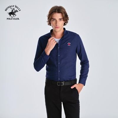 Beverly Hills Polo Club - Áo sơ mi ngắn tay dài tay Nam Slim Fit Xanh Navy- CMLSS23TL002
