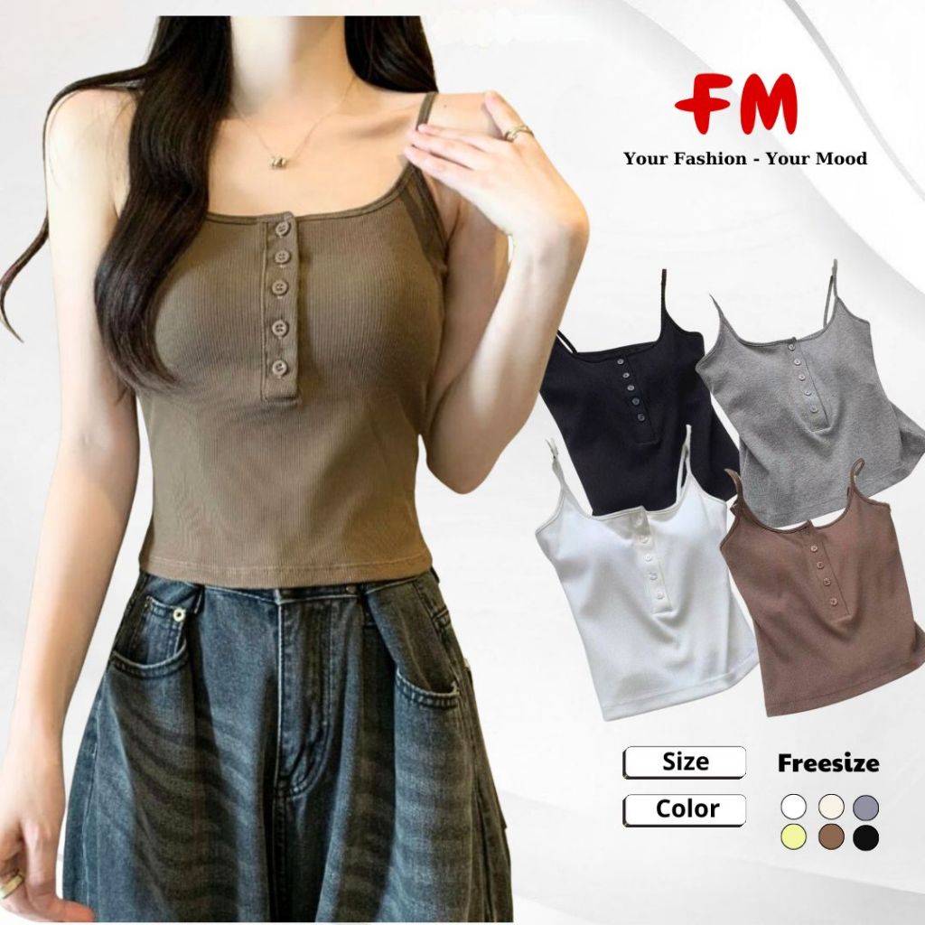 Áo 2 dây Nữ FMSTYLE Slimfit 5 nút áo có sẵn mút ngực mang tôn dáng nhiều màu xinh Freesize 25060026