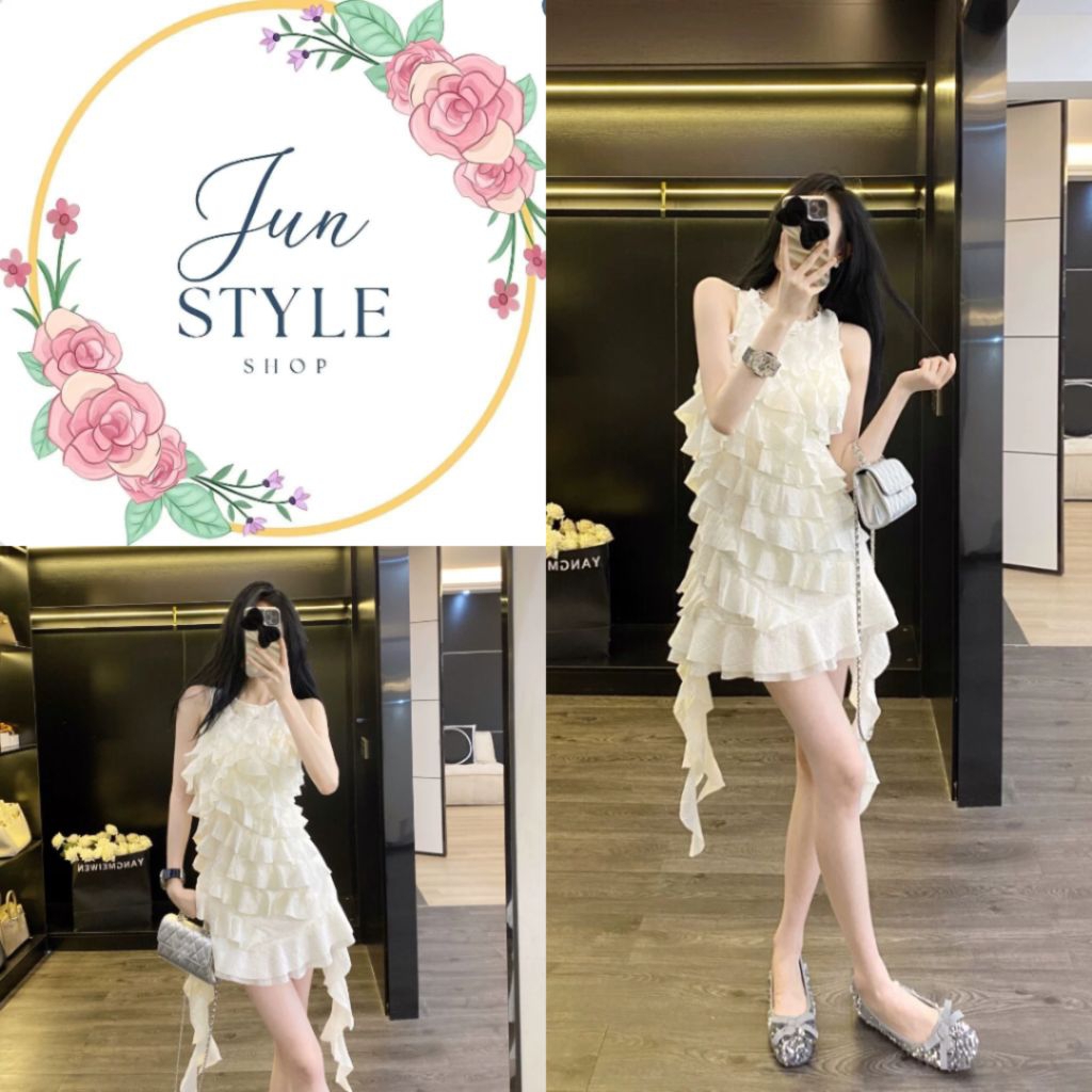 đầm nữ thiết kế dự tiệc đi chơi, đầm nữ đẹp đầm tầng nữ phóng cách mới đầm tua rua nữ .