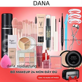 Bộ Trang Điểm Makeup Cơ Bản Cho Nữ Mới Học Trang Điểm Đầy Đủ Xịt Khoá Nền Kem Nền Kem Lót Khuyết Điểm Son Kem DANA