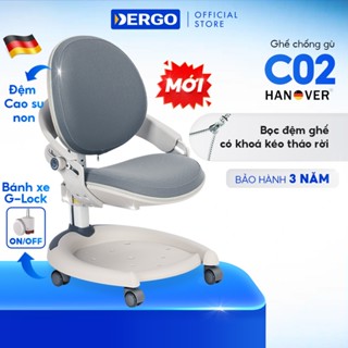  Ghế Ngồi Học Chống Gù DERGO Hanover C02 Cao Cấp – Đệm Cao Su Non Tùy Chỉnh Khóa Bánh Xe Tự Động 