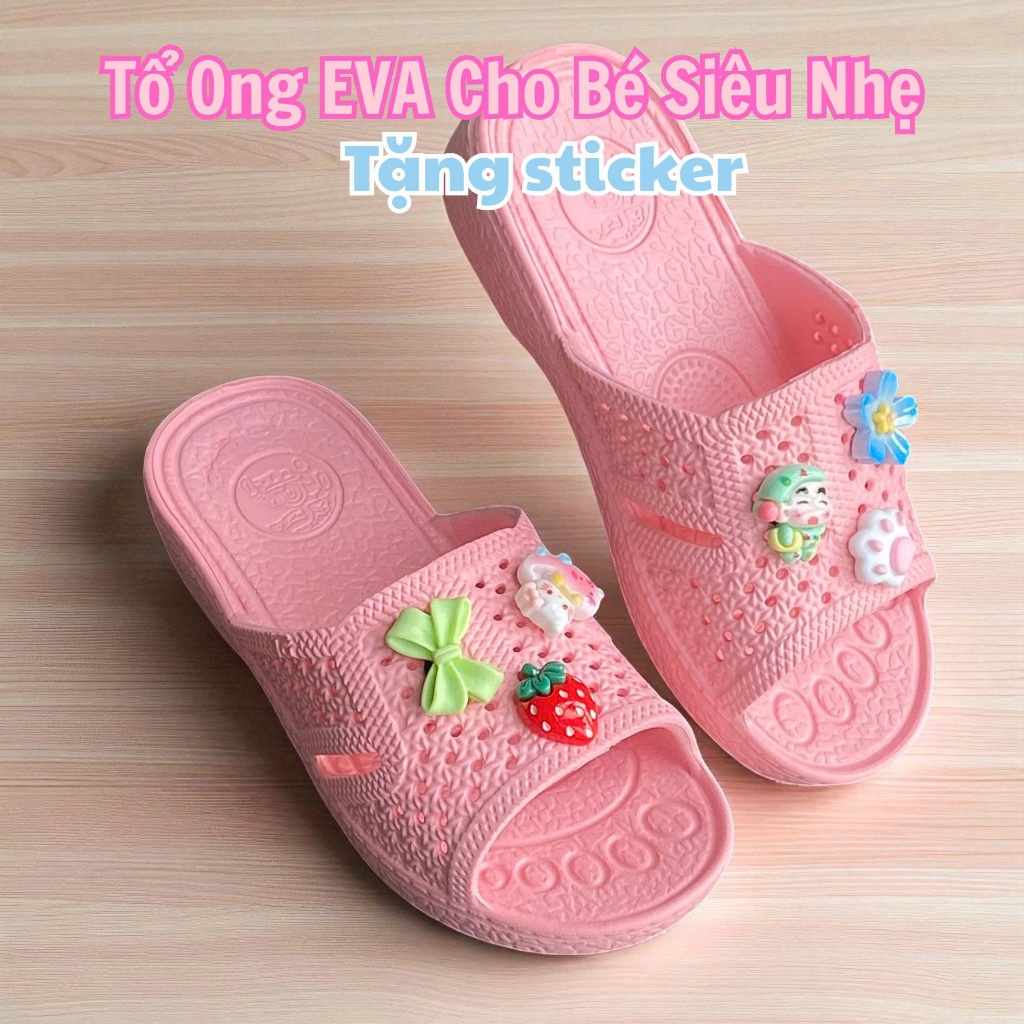 [Tăng 1 Size] Dép Tổ Ong EVA Cho Bé Gắn STICKE Siêu Nhẹ Siêu Êm Tặng Sticker & Hình Dáng Dễ Thương