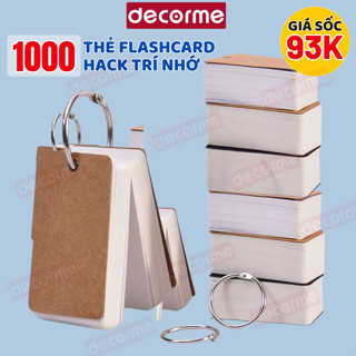  1000 thẻ Flashcard Sổ khoen note học từ vựng DecorMe giấy note ghi chú planner basic phong cách Hàn Quốc tiện dụng 