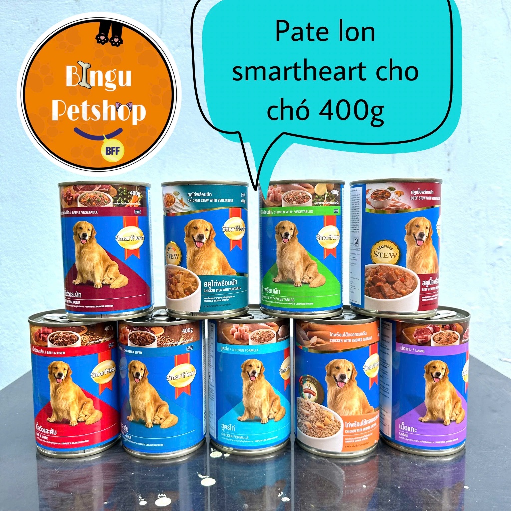 Pate cho chó Smartheart 2 vị dạng lon 400gr