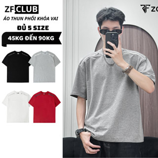 Áo thun trơn phối zip vai ZONEF CLUB From Oversize Chất Liệu Thun Da Cá Chéo Thoáng Mát TK