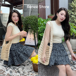 Chân váy hoa nhí cạp chun có lót trong, chân váy ngắn 3 tầng xoè ulzzang -V322