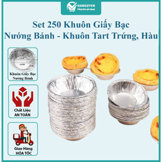  Set 250 Khuôn Giấy Bạc Nướng Bánh – Đế Cốc Lót Khuôn Tart Trứng Hàu Thịt Nướng Thực Phẩm 