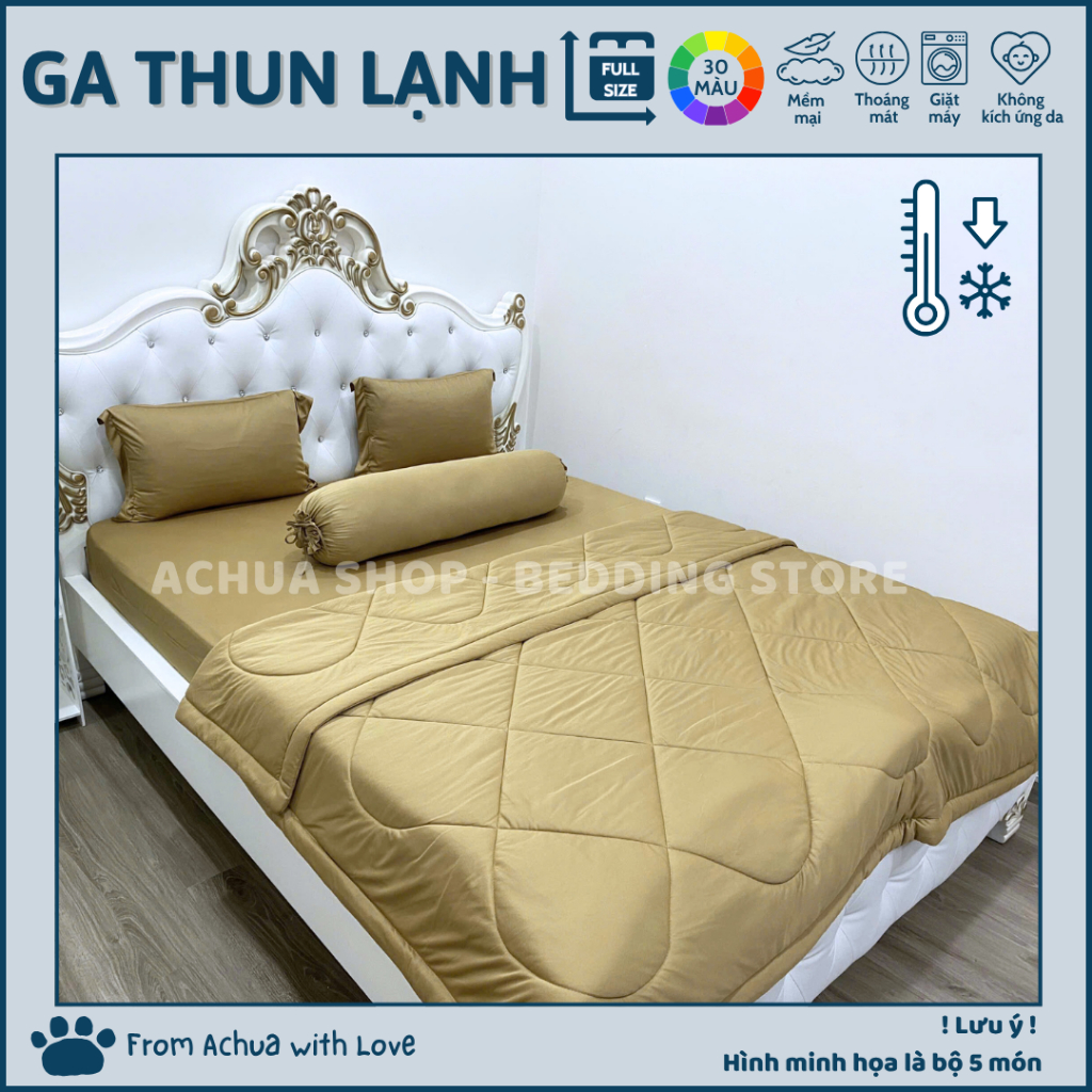 NÂU | Ga Hè Thun Lạnh Silk ACHUASHOP GA LẺ Bộ 3 Món-4 Món-5 Món kèm mền Ga Trải Giường Ga Nệm 186