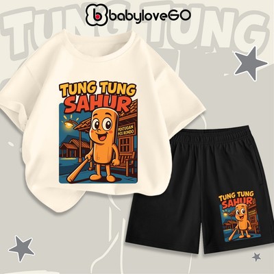 Đồ bộ TUNG TUNG TUNG SAHUR cho bé trai bé gái BabyloveGO set quần áo mùa hè cho bé chất thun cotton thoáng mát
