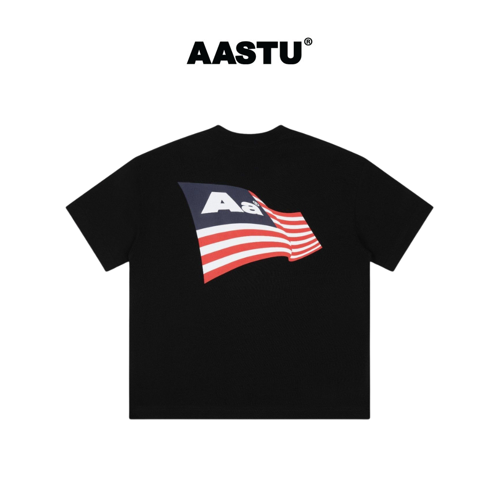 AA Stu - Áo Thun AASTU FLAG LOGO TEE Form Boxy Local Brand Unisex Vải Cotton 100% / Black