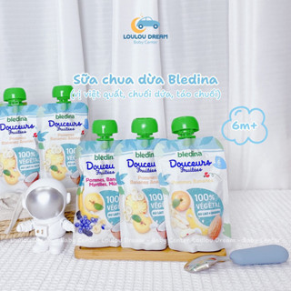 Sữa chua cốt dừa Bledina Douceurs dạng túi - sữa chua hạnh nhân/dừa cho bé dị ứng đạm bò 90g