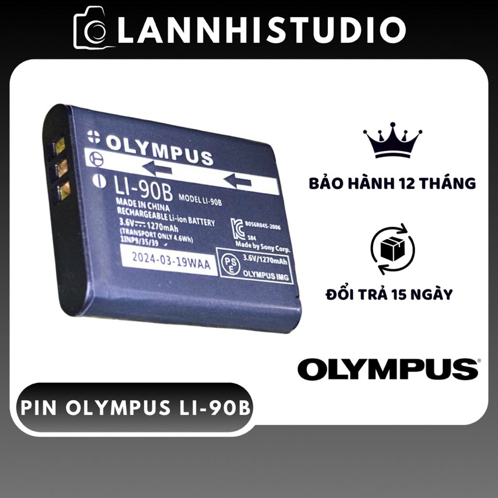 Pin OLYMPUS LI-90B Tương thích: Olympus Tough TG-1, TG-2, TG-3, TG-4, TG-5, TG-6, SH-50, SH-60, SP-1