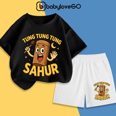 Bộ đồ TUNG TUNG TUNG SAHUR cho bé BabyloveGO set quần áo mùa hè cho bé chất thun cotton thoáng mát