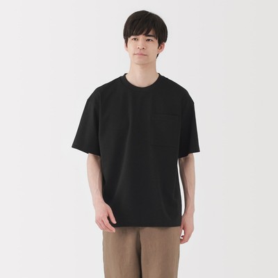 MUJI Áo Thun Nam Vải Cool Touch Dáng Rộng Tay Ngắn