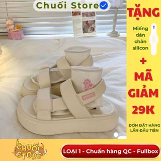 [SẴN CHUẨN QC] Giày sandal LOẠI 1 nữ đế cao su chất da PU cao cấp quai đan kiểu mới bo chun mang êm cá tính đơn giản