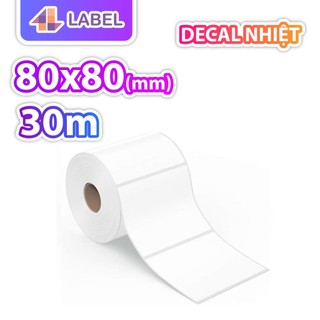 Giấy In Nhiệt 80x80 mm dạng cuộn, in tem GHN, GHTK, Có keo sẵn, tem vận chuyển 8*8, decal nhiệt 80*80, giấy in tem 8x8