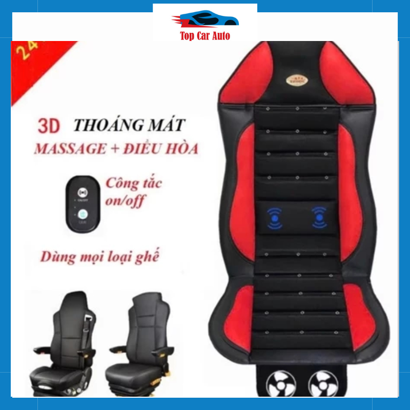 Ghế Massage Làm Mát Điều Hòa làm bằng Da và vải thoáng khí 3D tẩu 12V/24V