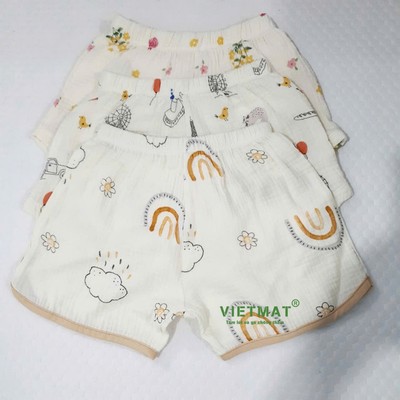 Set 3 quần đùi Muslin 100% Cotton TILO Cao Cấp Cho Bé Unisex - Mềm Mại & Thoáng Mát Suốt 4 Mùa! 👶👧
