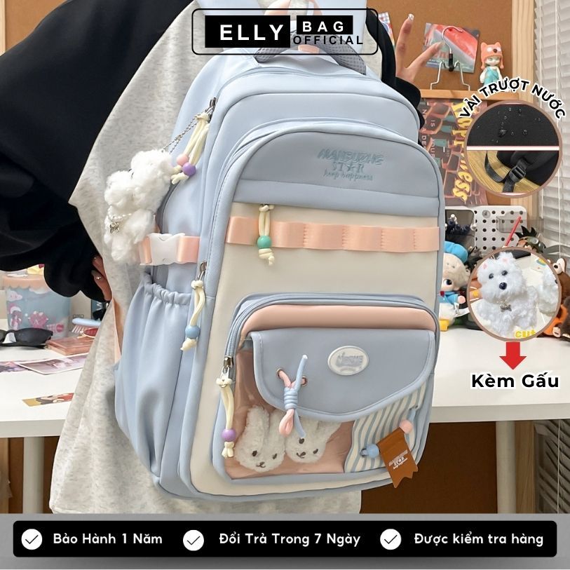 Balo đi học nữ thời trang ELLY cặp sách nữ đi học nhiều ngăn ulzzang chống nước đựng laptop 15.6inch