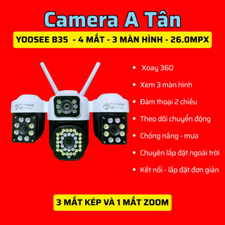 Camera wifi Yoosee PRO 3 MẮT KÉP 20.0MPX   3 Màng Hình Ngoài Trời - Kết nối WIFI
