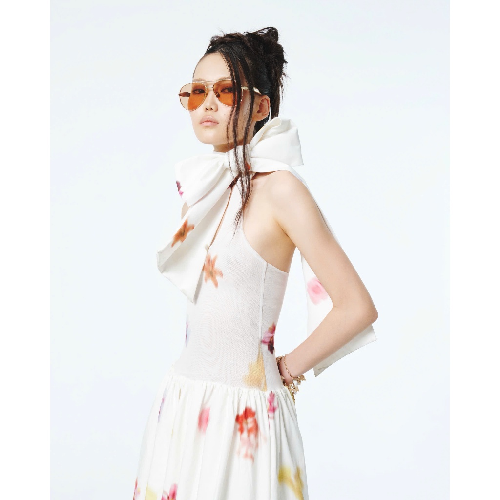 ONONMADE Đầm Dài Cổ Yếm Dáng Bí Phối Hoa Tiết Hoa Cao Cấp Lierre Dress