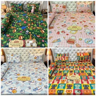 Mẫu Hoạt hình. Bộ ga giường thun Latico siêu lạnh Lụa (áo gối ôm khoá kéo)