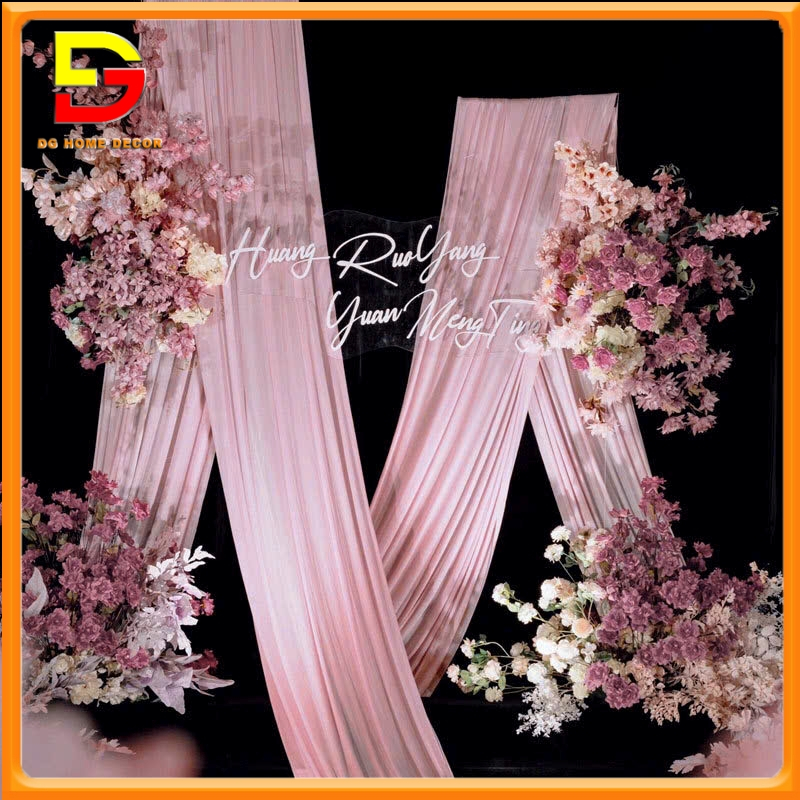 Phông Rèm Vải Thun Lạnh Hồng Trang Trí Đám Cưới Rèm Sinh Nhật Decor Sự Kiện DG-801