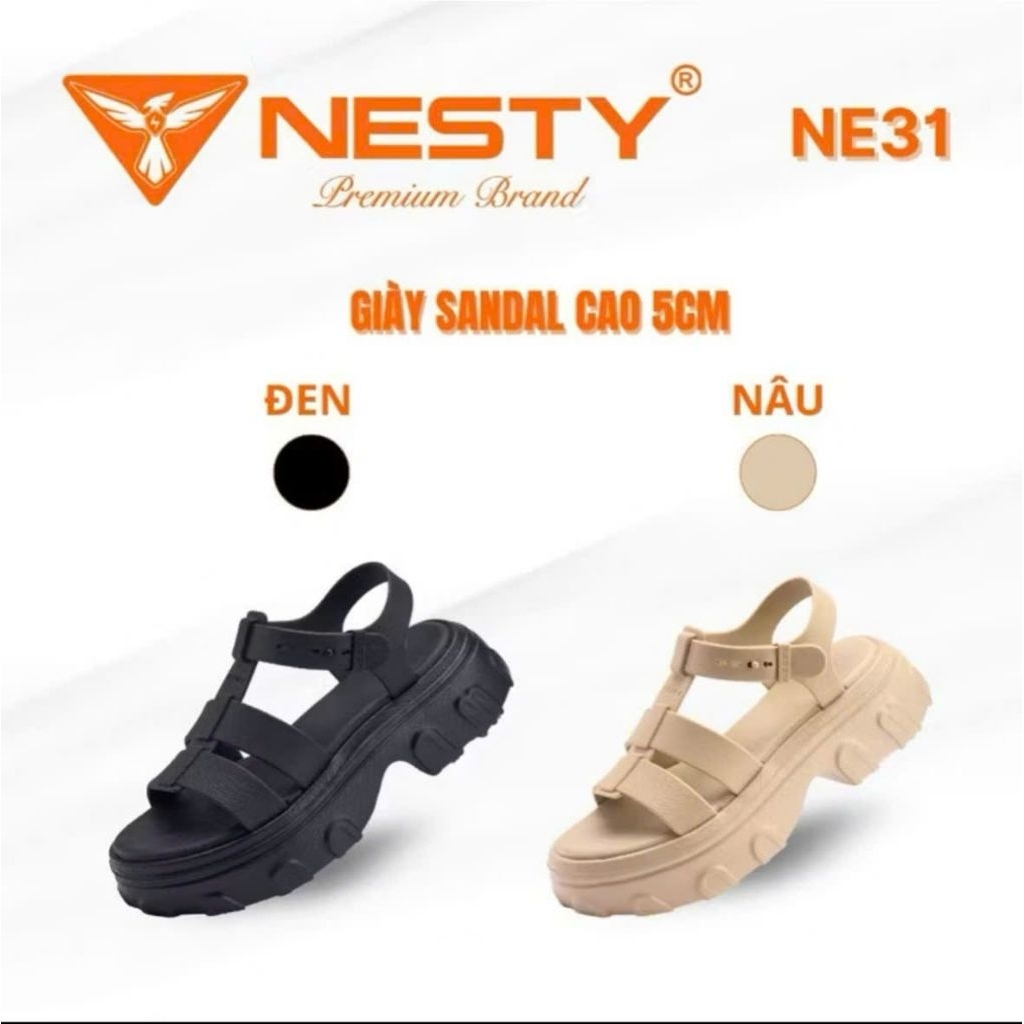 DÉP SANDAL ĐẾ CAO QUAI NGANG CAO CẤP THƯƠNG HIỆU NESTY MÃ NE31