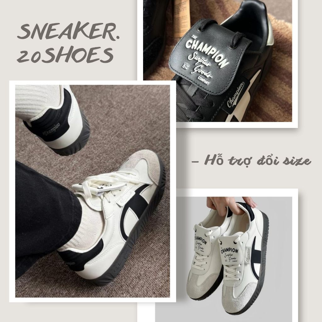 Giày Thể Thao Champion Nam Nữ, Giày Sneaker Champ Full Màu Đen Xanh Bạc Cá Tính (BẢO HÀNH 12 THÁNG)