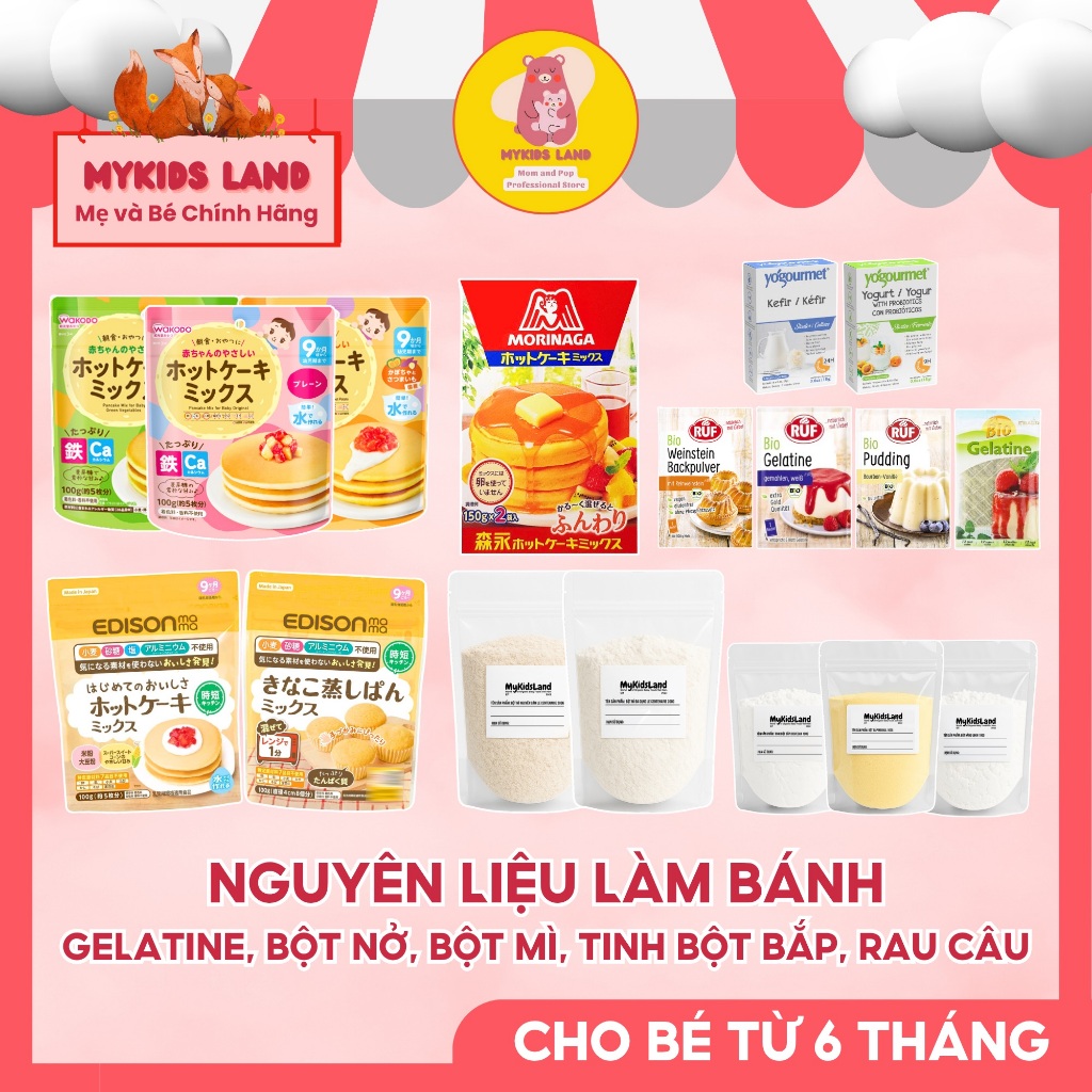 [1 GÓI ] Nguyên Liệu Làm Bánh Hữu Cơ Cho Bé Ăn Dặm - Gelatin, Bột Nở, Bột Mì, Tinh Bột Bắp, Pudding, Rau Câu