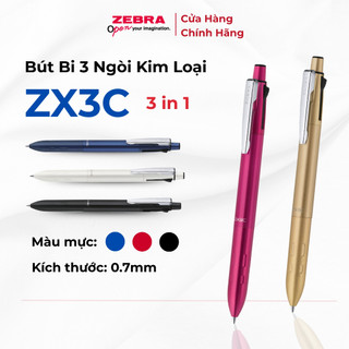 Bút bi 3 ngòi zx3c kim loại zebra pen - 3 mực xanh đen đỏ, kèm hộp cao cấp, thương hiệu nhật bản