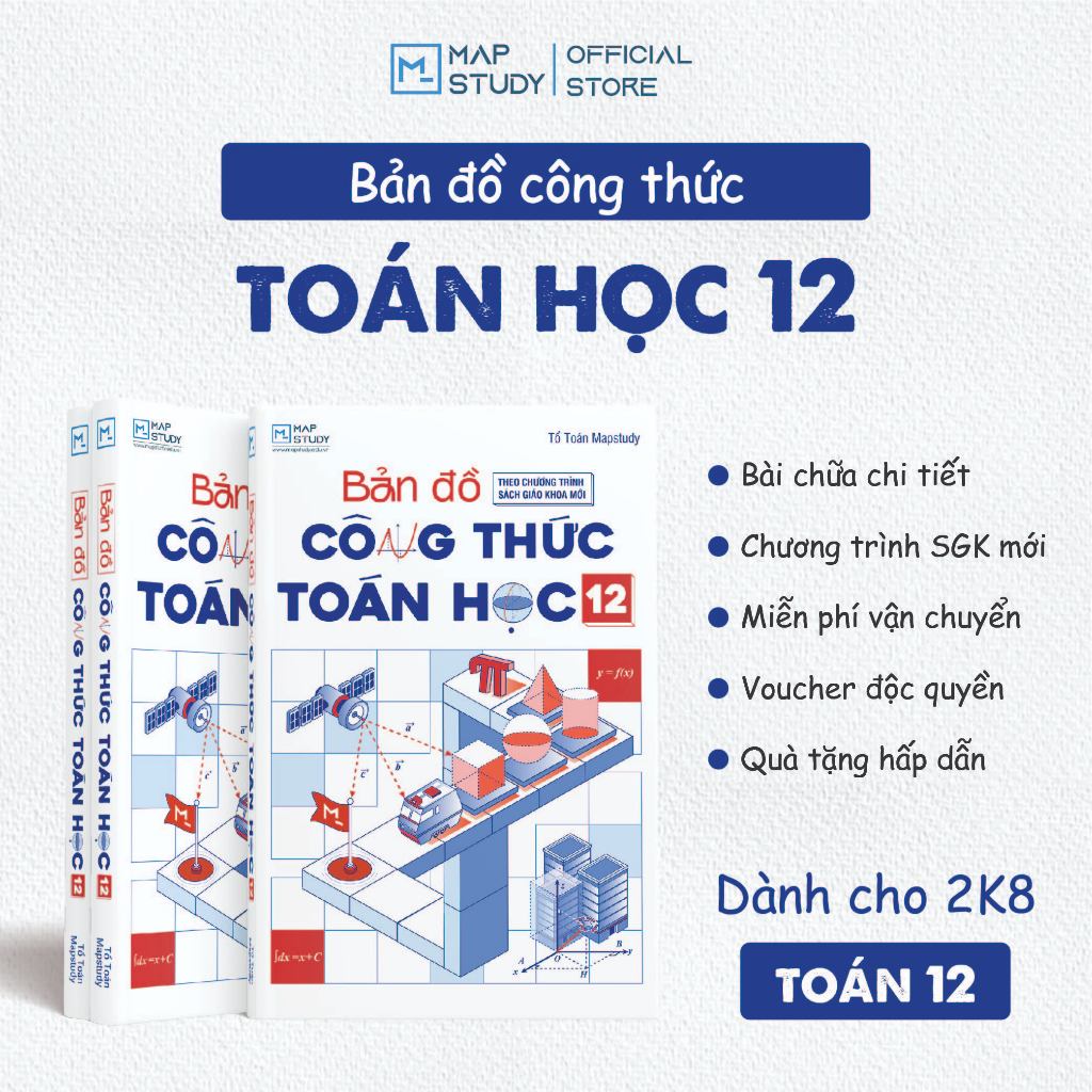 Sách Bản đồ công thức toán học 12 - theo chương trình sách giáo khoa mới Mapstudy