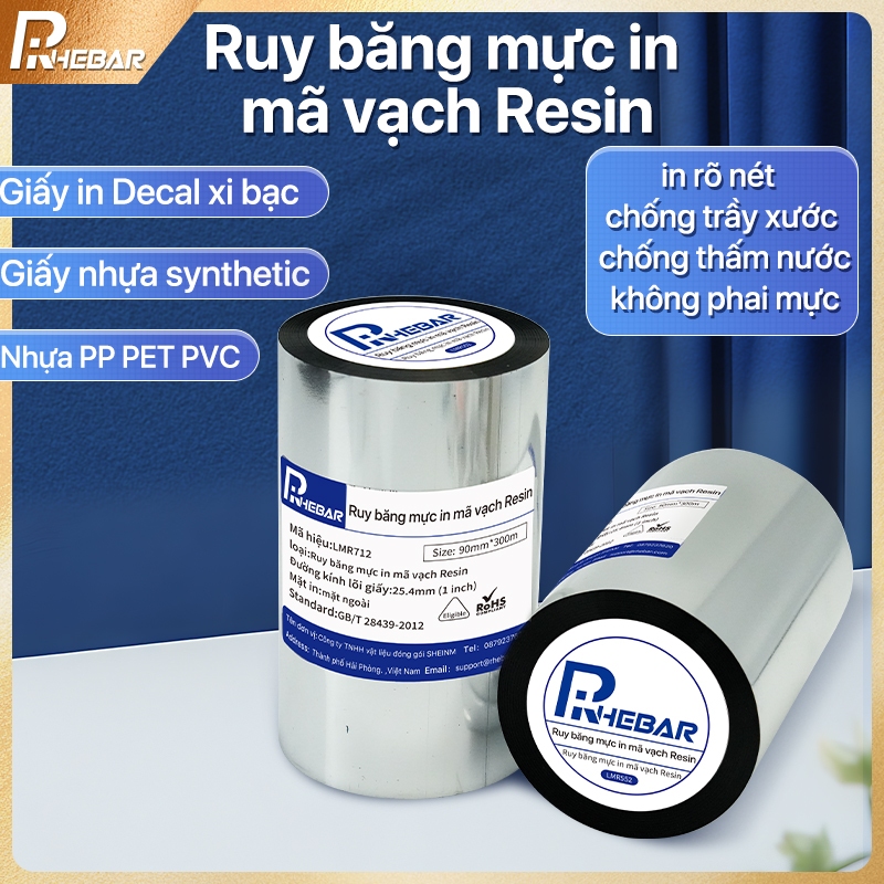 Rhebar Ruy băng mực in mã vạch Resin 50mmx300m/110mmx70m/110mmx300m/70mmx300m | Tương Thích Zebra