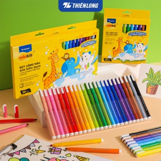 Bút lông 12/24 màu rửa siêu sạch - Ultra Washable Fiber Pen Thiên Long Colokit