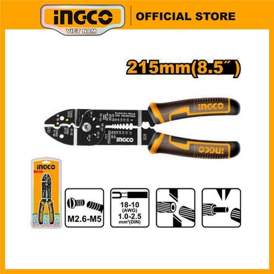 Kìm bấm cos ingco tuốt dây điện INGCO HWSP851 tuốt dây 7 cỡ, bấm cos điện 1.0-2.5mm², cắt dây đồng, cắt bu lông M2.6-M5